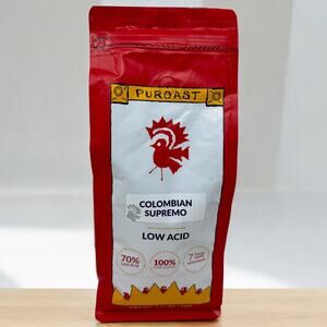 Puroast Coffee Low Acid High Antioxidant Colombian Supremo Whole Bean  2.2 Bag